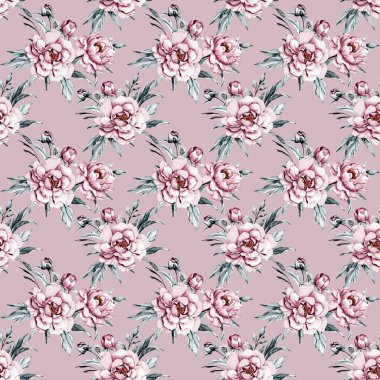 suluboya sanat çiçek elementleriyle kusursuz desenler çiziyor