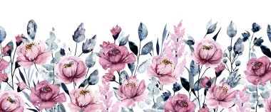 güzel suluboya kenar ve çerçeveli çiçekler, elle boyanmış