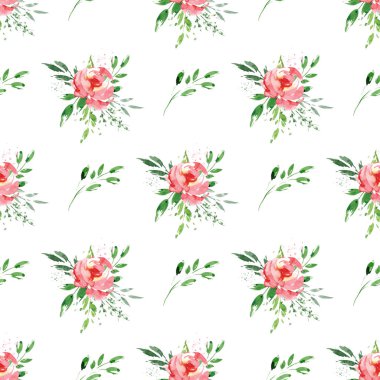 Çiçek konsepti, suluboya resimli kusursuz desen, arka planı tekrarla