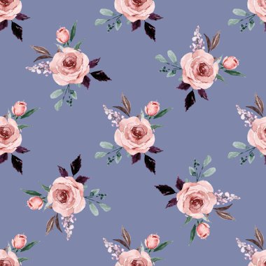 suluboya sanat çiçek elementleriyle kusursuz desenler çiziyor