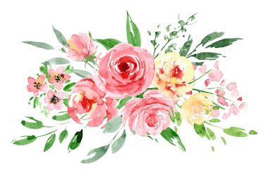 beautiful watercolor flowers, botanic composition for wedding or greeting card