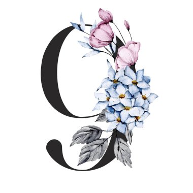 9 numara, elle çizilmiş suluboya resim tasarımı. 