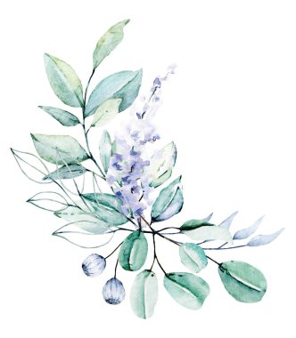 Çiçek çerçeveli suluboya çerçeve kenarı yazı için, elle boyanmış. Beyaz arkaplanda izole.