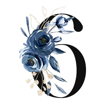 concept art painting, 6 digit with floral elements  