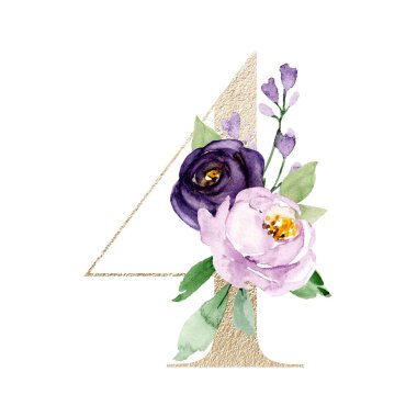 beautiful art painting design with number 4 on white background 