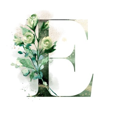 Çiçekli, suluboya çiçekli ve yapraklı güzel bir mektup.