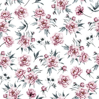 suluboya sanat çiçek elementleriyle kusursuz desenler çiziyor