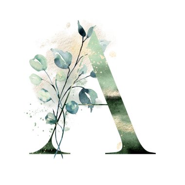 Çiçekli, suluboya çiçekli ve yapraklı güzel bir mektup.