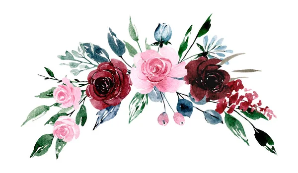 Akwarelowe Kwiaty Bukiet Kwiatowy Kartkę Okoliczno Ciową Zaproszenie Inne Wzory — Zdjęcie stockowe