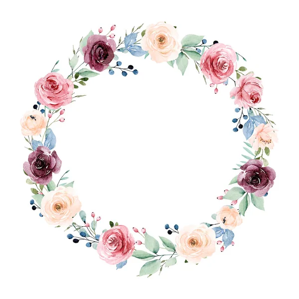 Çelenk, çiçek çizimi, suluboya çiçek konsepti.