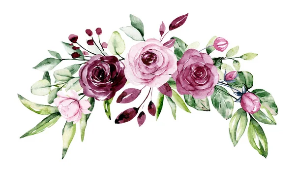 Warna Air Bunga Dengan Daun Tangan Lukisan Konsep Bunga — Stok Foto