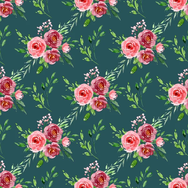 Kreative Nahtlose Aquarellzeichnung Mit Floralen Elementen Hintergrund Wiederholen — Stockfoto