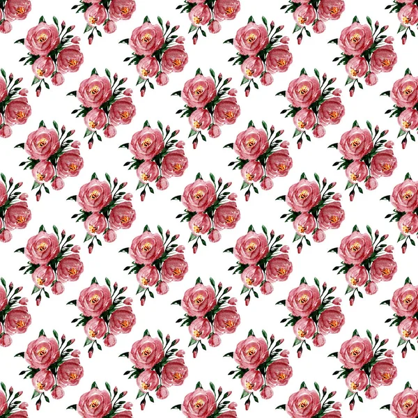 Florales Konzept Nahtloses Muster Mit Aquarellmalerei Wiederholter Hintergrund — Stockfoto