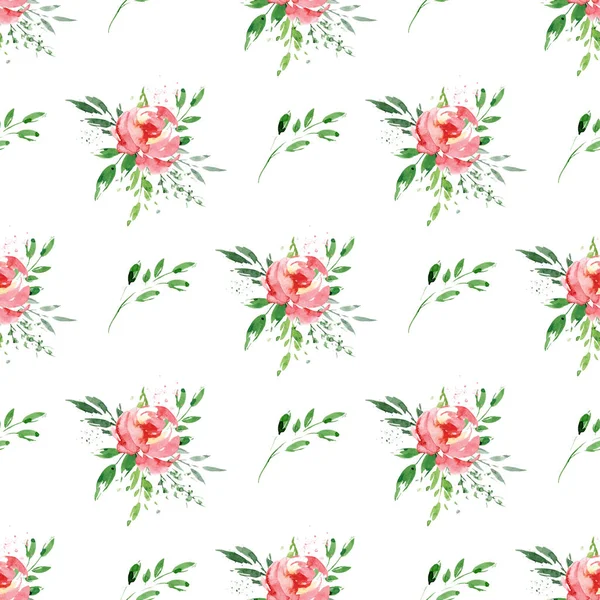 Blommigt Koncept Sömlöst Mönster Med Akvarellmålning Upprepa Bakgrunden — Stockfoto