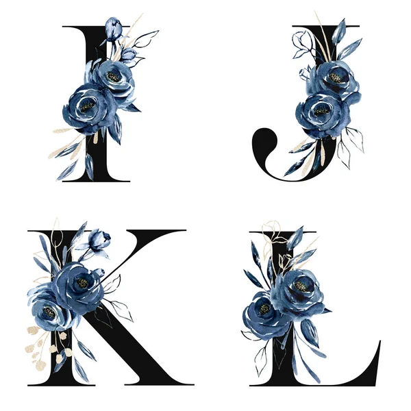 Alfabeto Floral Letras Pintura Artística Acuarela Creativa — Foto de Stock