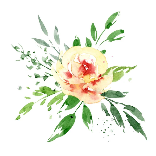 Ανθισμένα Λουλούδια Ακουαρέλα Απομονωμένα Λευκό Φόντο Διακόσμηση Έννοια — Φωτογραφία Αρχείου