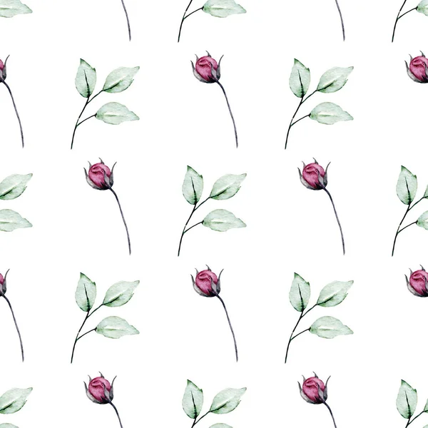 Seamless Background Floral Pattern Watercolor Flowers Repeat Fabric Wallpaper Print — 스톡 사진