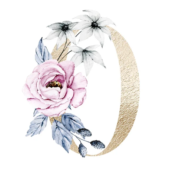 Номер Намальований Вручну Дизайн Квіткового Мистецтва Акварелі — стокове фото