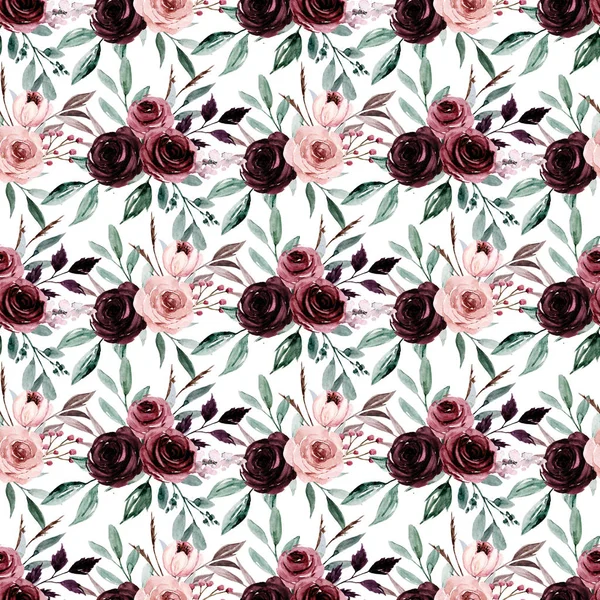 watercolor art drawing seamless pattern with floral elements