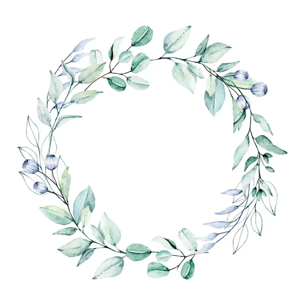 Hand Drawing Wreath Watercolor Flowers Floral Art Design — 스톡 사진