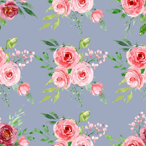 Kreative Nahtlose Aquarellzeichnung Mit Floralen Elementen Hintergrund Wiederholen — Stockfoto