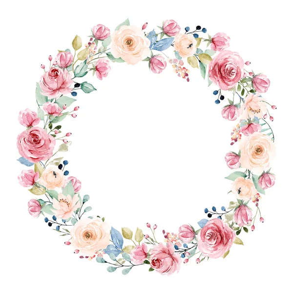 Wreath Flowers Drawing Watercolor Floral Concept — 스톡 사진