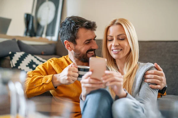 Junges Paar Entspannt Schöne Zeit Miteinander Verbringen Junges Paar Morgen — Stockfoto