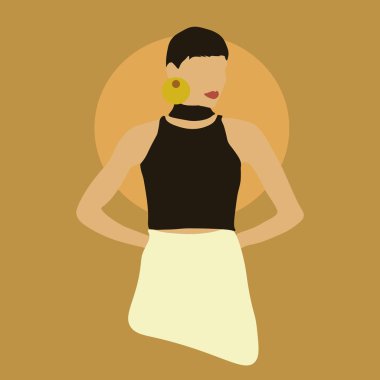 Kadının Kolaj Taslak Portresi. Soyut Çağdaş İskandinav Tarzı. Tırman. Soyut modern moda kadını. İç mekan, baskı, kart, duvar kağıdı, dekor, taşıma çantası için vektör illüstrasyonu.