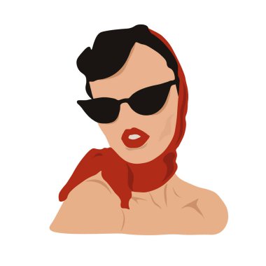 Kadının Kolaj Taslak Portresi. Soyut Çağdaş İskandinav Tarzı. Tırman. Feminizm kavramı. İç mekan, baskı, kart, duvar kağıdı, dekor, çanta, posterler için vektör illüstrasyonu.