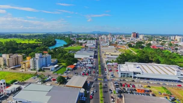 Flygfoto Vackra Liten Grön Stad — Stockvideo