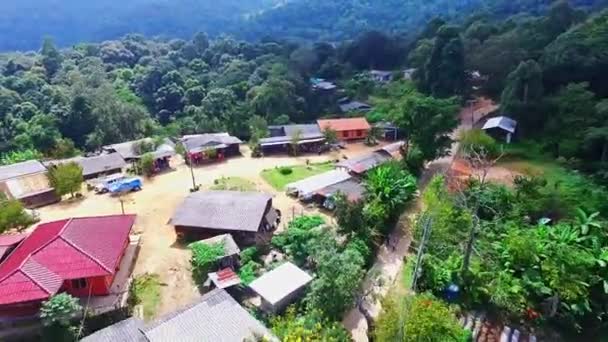 Luchtfoto Van Hmong Mountain Tribe Village Chiang Mai Noord Thailand — Stockvideo