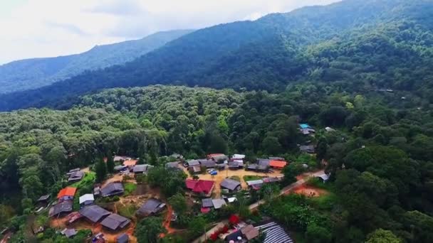 Aerial Hmong Mountain Tribe Village Chiang Mai Northern Thailand — Stock Video