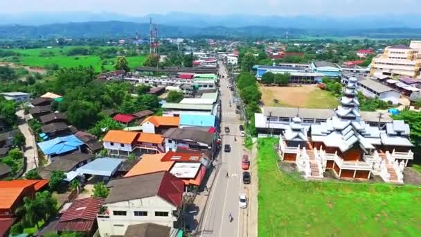 Aéreo Arquitetura Histórica Cultural Mae Sariang Norte Tailândia — Vídeo de Stock