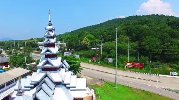 Aerial Cultural Historic Landmark Architecture Mae Sariang Northern Thailand — стокове відео