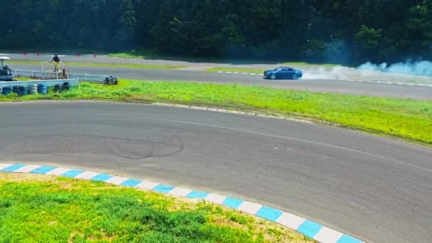 Vista Aérea Deriva Carros Corrida — Vídeo de Stock