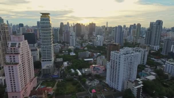 Flygfoto Över Bangkok City Skyline Sunset Thailand — Stockvideo