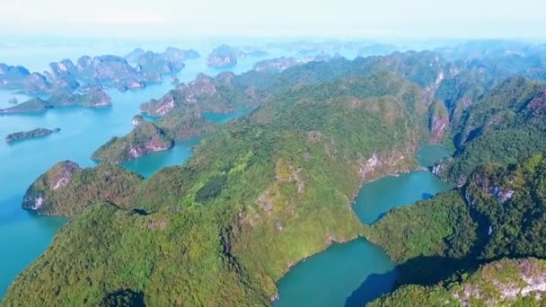 Halong Long Körfezi Hava Görüntüsü Vietnam — Stok video