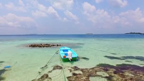 马尔代夫群岛热带海滩空中景观06 — 图库视频影像