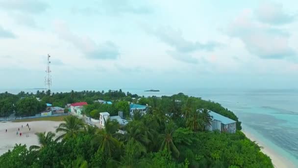 Maldiverna Öar Tropical Beach Flygfoto — Stockvideo