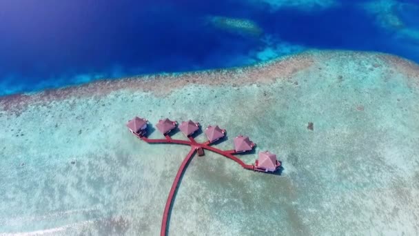 Uitzicht Vanuit Lucht Luxe Overwater Bungalows Villas Resort Malediven Eilanden — Stockvideo