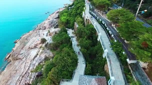 Penhasco Rochoso Ondas Oceano Calmo Ponto Vista Paradise Island — Vídeo de Stock