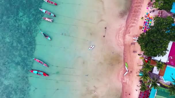 Letecký Pohled Lodě Tropickém Oceánu Beach — Stock video