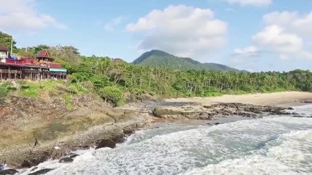 Vista Aérea Praia Oceano — Vídeo de Stock