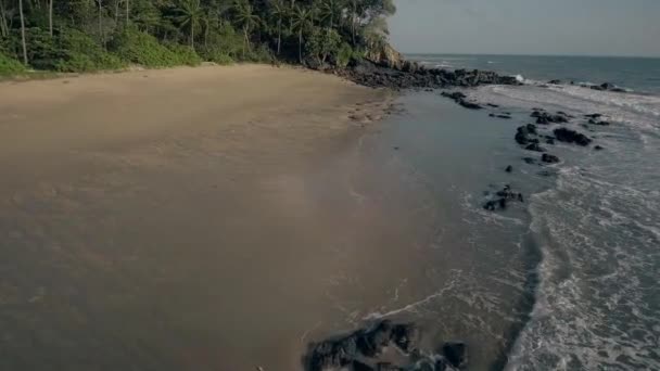 Plage Océan Coucher Soleil Aérien — Video