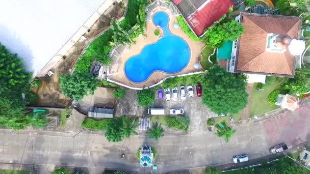 Drone Voando Sobre Casas Bairro Área Residencial Rua — Vídeo de Stock