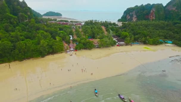 Widok Lotu Ptaka Wspaniała Wyspa Tropikalna Railay Beach Tajlandia — Wideo stockowe