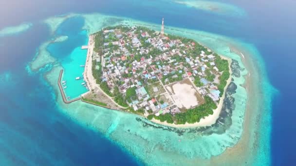 Islas Maldivas Playa Tropical Vista Aérea — Vídeos de Stock