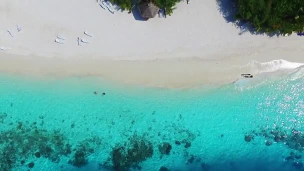 Ilha Das Maldivas Vista Aérea Praia Areia Branca Tropical — Vídeo de Stock
