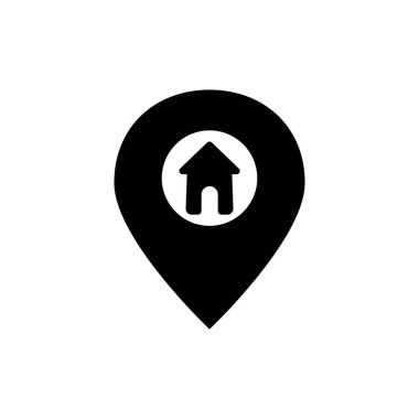 Harita işaretleyici ev silueti vektör tasarım şablonu çizimi