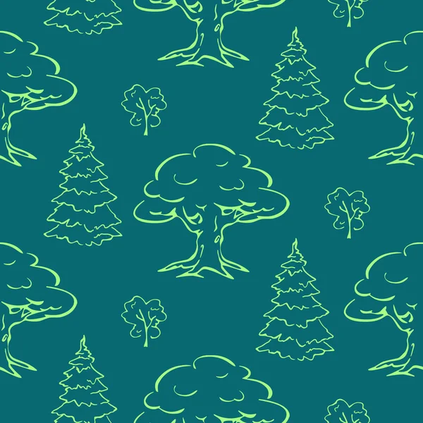Texture vectorielle sans couture, motif avec contour d'arbre — Image vectorielle